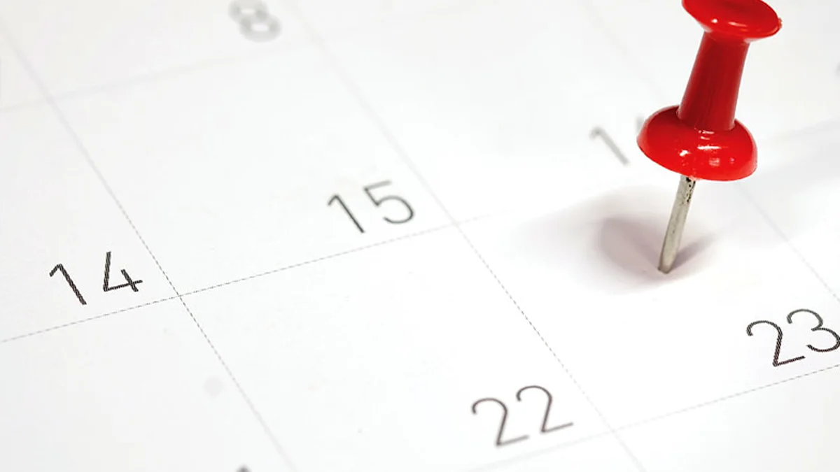 Calendário e notas de planeamento para comparar prazos entre países